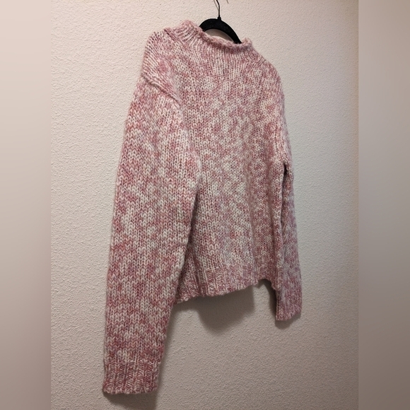 Ann Taylor Pink Marled Wool Blend Mock Neck Sweater Winter - Picture 3 of 7